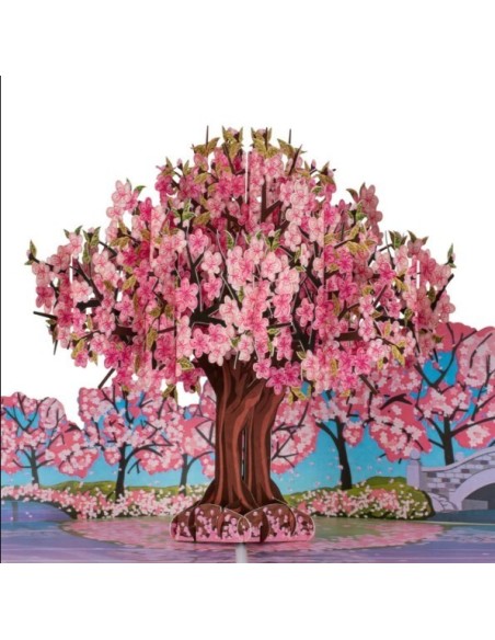 Hummingbird & Lupine : Pop-Up Cards - Pink Cherry Blossom Tree