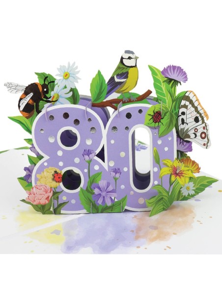 Celebration Hip Hip Hooray : Pop-Up Cards - 80th Floral