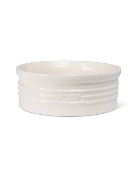 WOOF IVORY SCULPTED PET BOWL