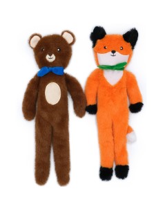 Fluffy Peltz - Bear and Fox - Dog Toy