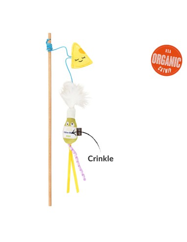 PLAY International Classic Feline Frenzy – Wand Toy - Cheese and Wine