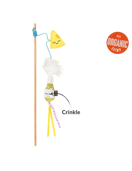 PLAY International Classic Feline Frenzy – Wand Toy - Cheese and Wine
