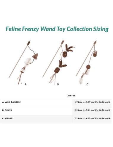 PLAY International Classic Feline Frenzy – Wand Toy - Cheese and Wine