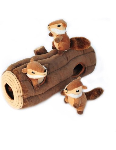 ZippyPaws - Zippy Burrow - Log with 3 Chipmunks