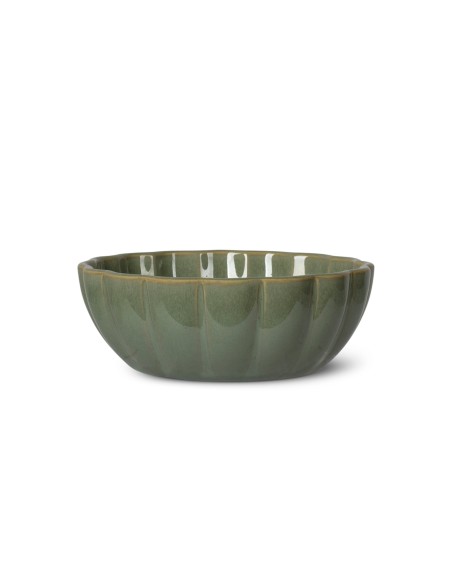 Scalloped Curved Sage Small Dog Bowl