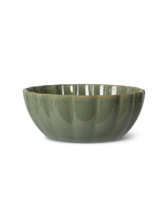 Scalloped Curved Sage Medium Dog Bowl