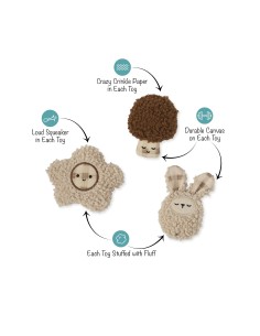 Meadow Blooms 3pc Textured Patchwork Mini Dog Toy Set 2