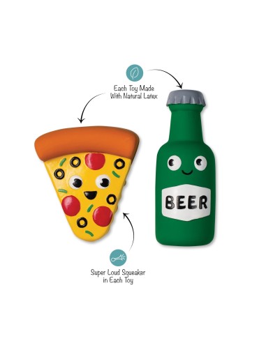 In Pizza We Crust 2Pc Latex Dog Toy - pack of 4