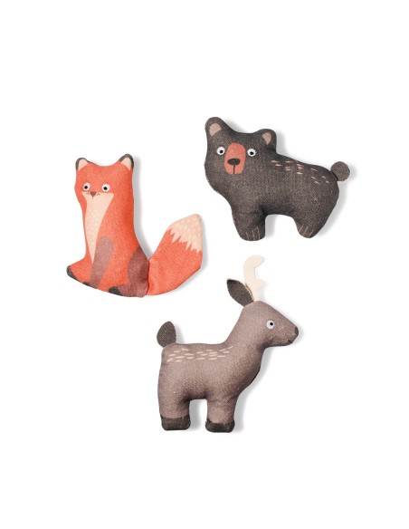 Forest Friends 3pc Mini Canvas Dog Toy Set