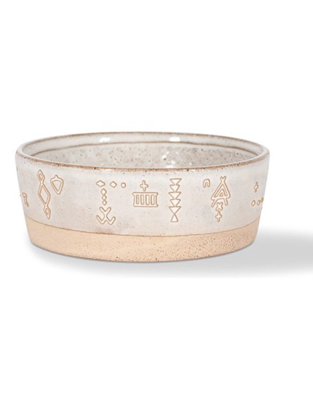 Fringe - Tribal Marks White Stoneware Pet Bowl