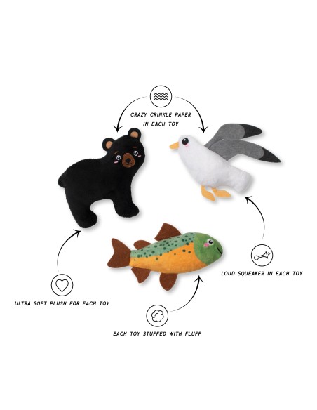 Wagsdale Lake Cruisers 3pc Mini Dog Toy Set